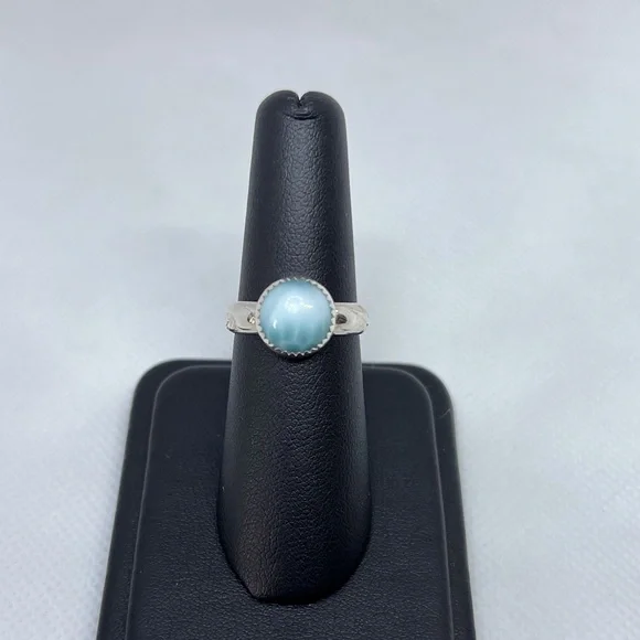 4Ct Larimar Ring Handmade - Picture 1 of 5